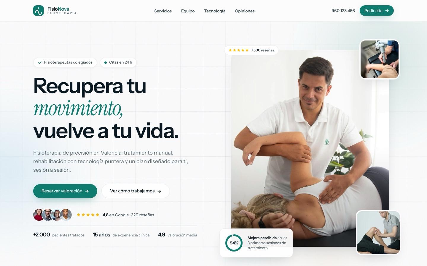 Captura del inicio de la demo de fisioterapia