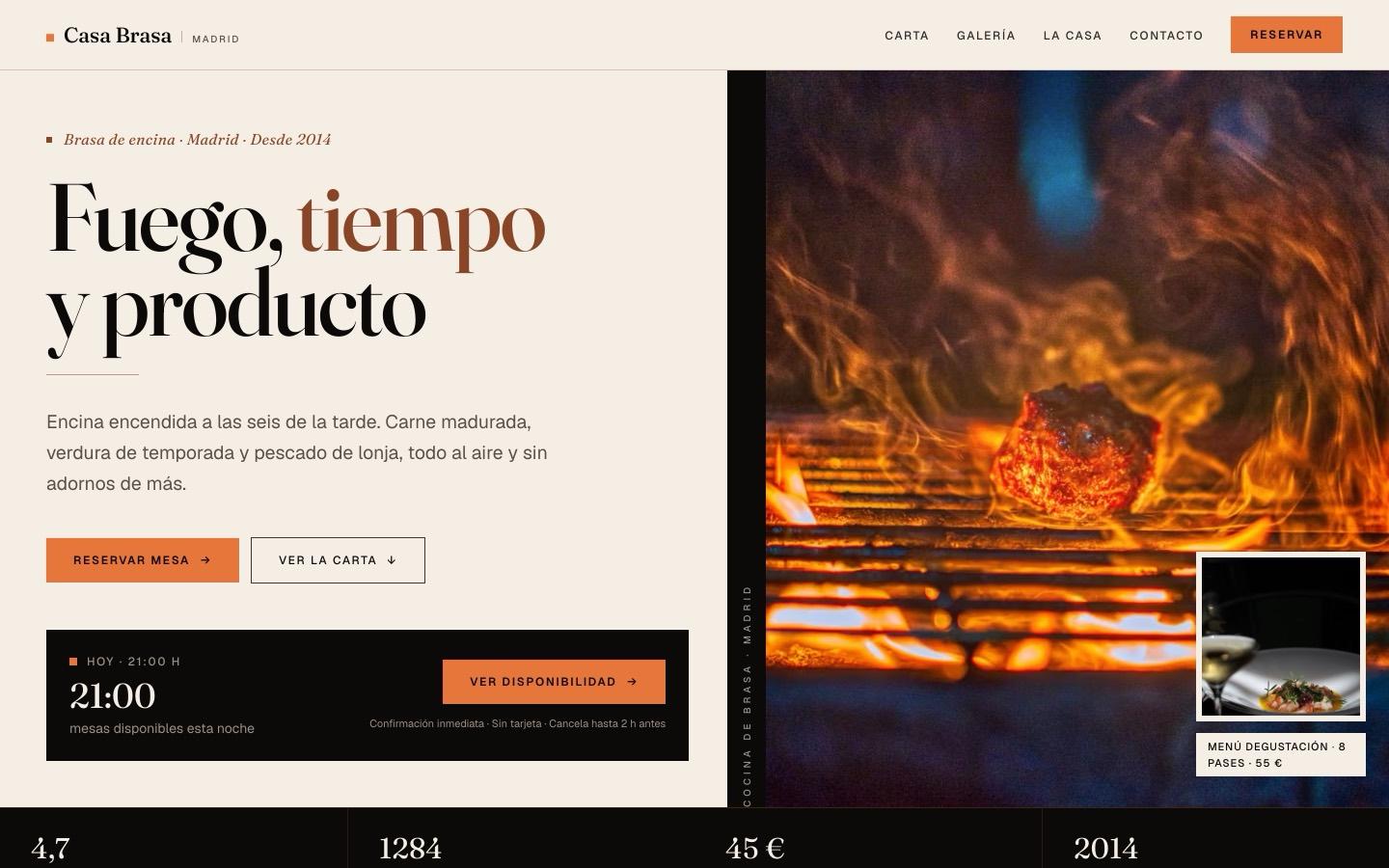 Captura del inicio de la demo de restaurantes